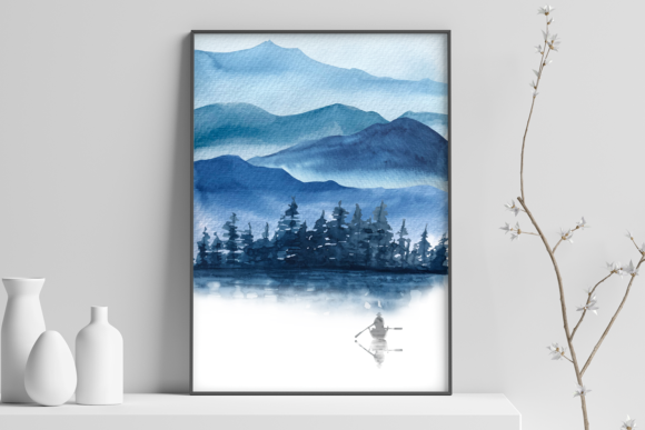 Blue Mountains Watercolor Clip Arts and Illustrations