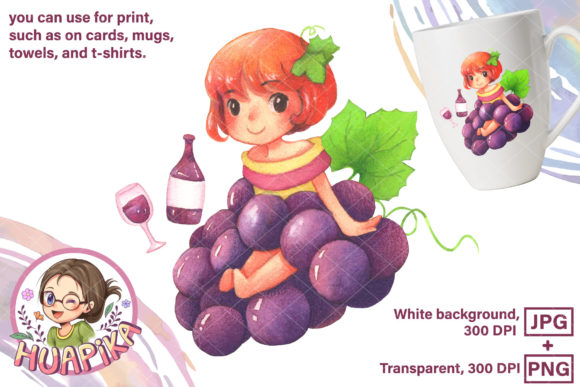 Cartoon Watercolor Cute Girl Illustrations