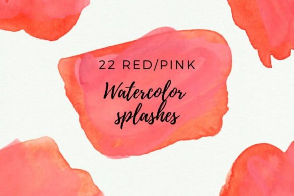 Delicate Red Pink Watercolor Splashes & Illustrations