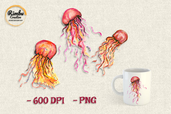 Jellyfish Watercolor Clipart & Illustrations