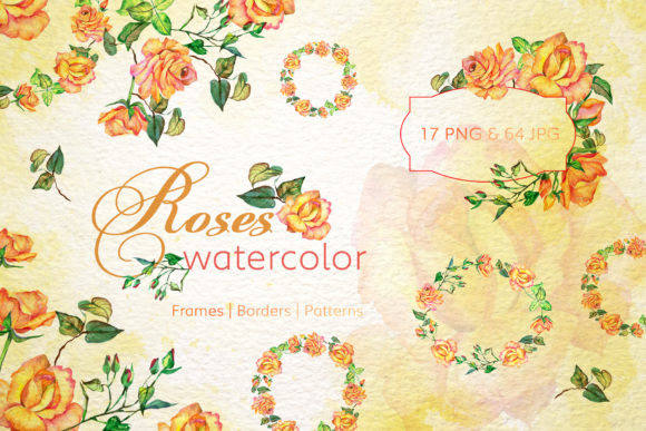 Roses Watercolor Yellow Illustrations for Crafters