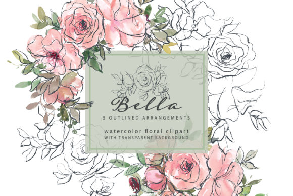 Watercolor Blush Outlined Floral Clipart Review