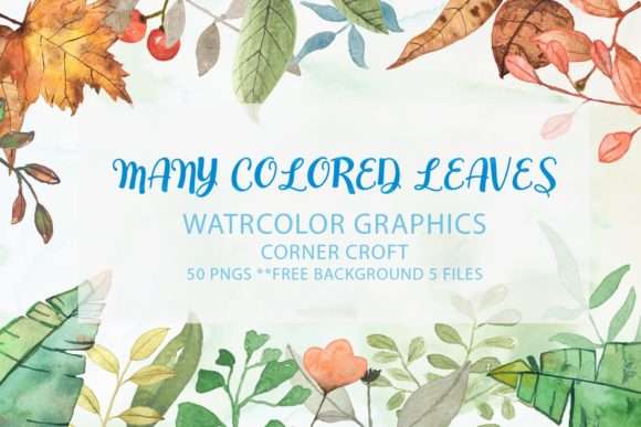 Watercolor Clip Art, Many Colored Leaves Review
