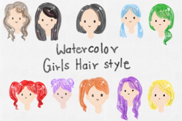 Watercolor Cute Hair Style Illustrations Review
