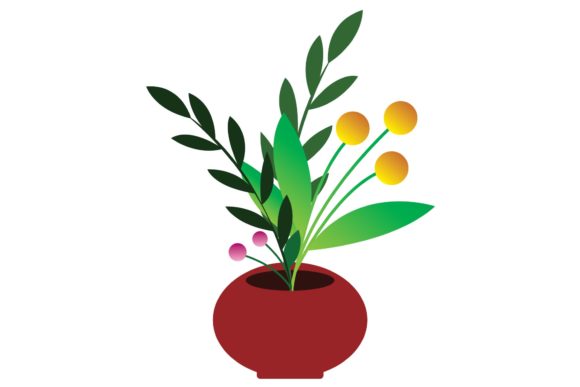 Watercolor Flower Vase Background & Illustrations