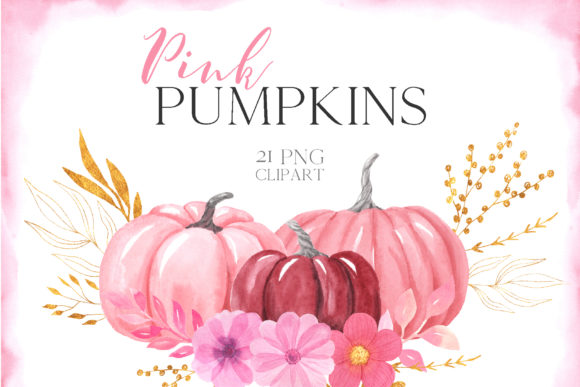 Watercolor Pink Pumpkins Clipart Review