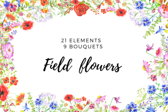 Watercolor Rustic Flower Handpainted Illustrations